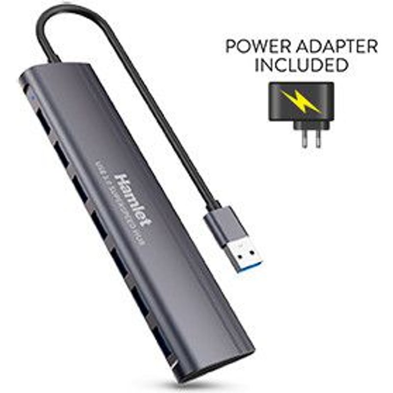 Hamlet XHUB-07A3P hub & concentrateur USB 3.2 Gen 1 (3.1 Gen 1) Type-A 5000 Mbit/s Noir