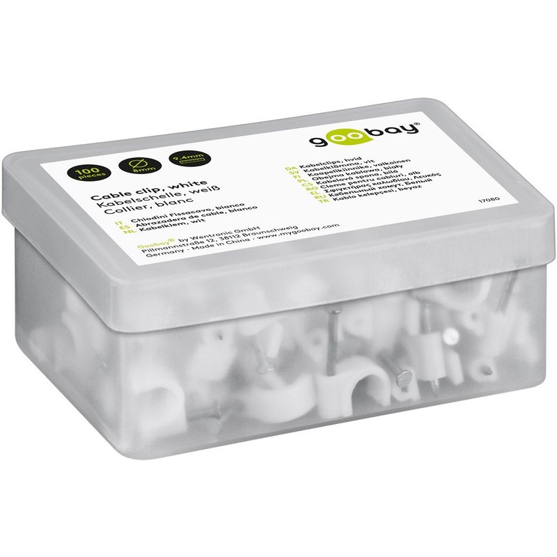 Wentronic Attache de câble 8,0 mm Blanc 100 pièces