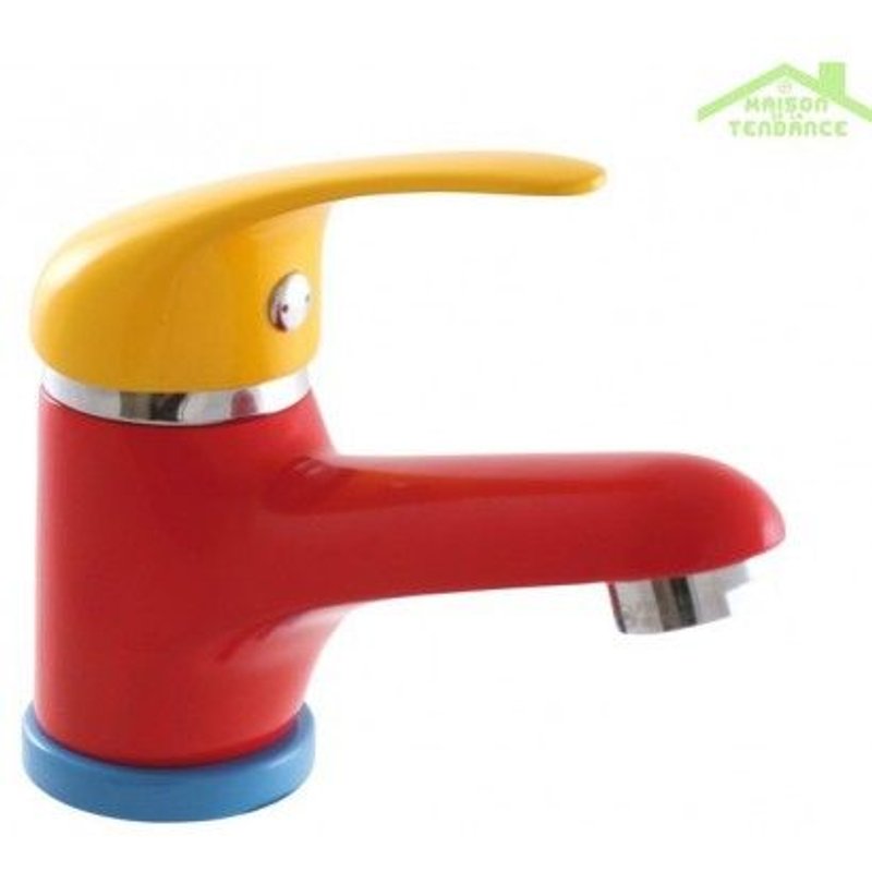 Mitigeur lavabo tricolore pour enfant sans siphon--