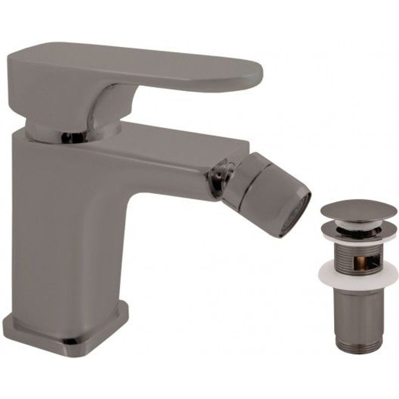 Mitigeur bidet YUKON en laiton métal gris brossé avec siphon-Gris-Gris--