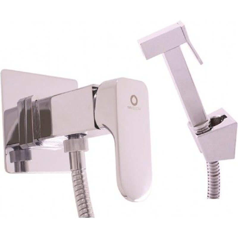 Mitigeur bidet à support fixe avec douchette YUKON en laiton chromé-Douchette chromée---Douchette chromée