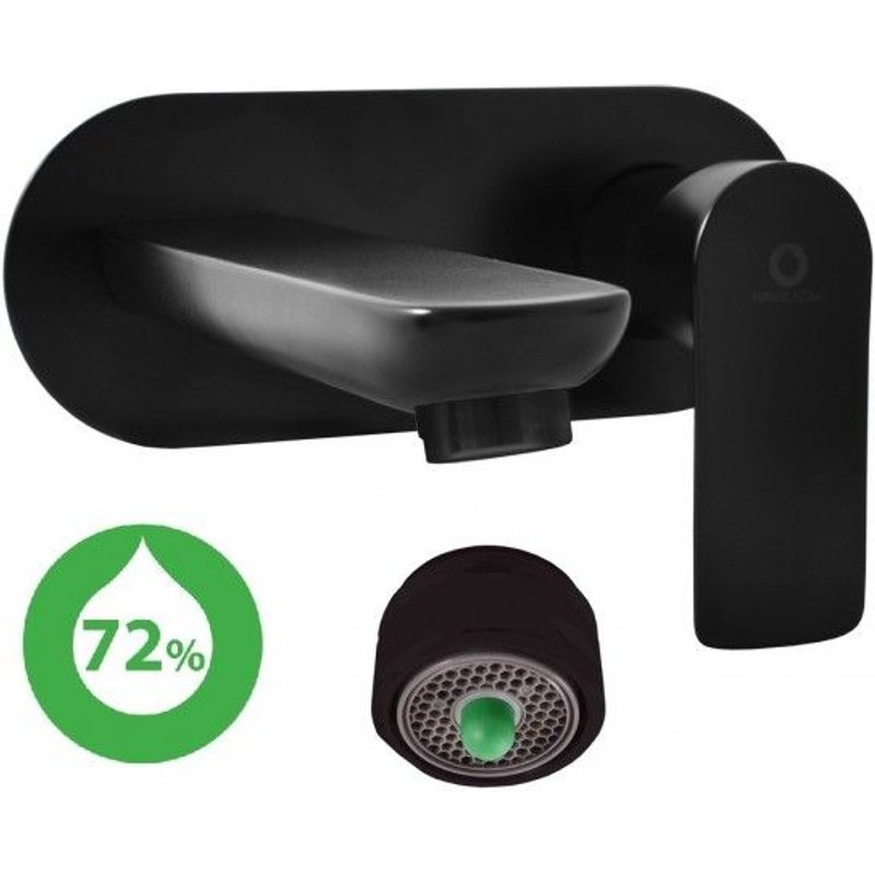 Mitigeur lavabo à encastrer économique VLTAVA en laiton noir mat-Noir-Noir--