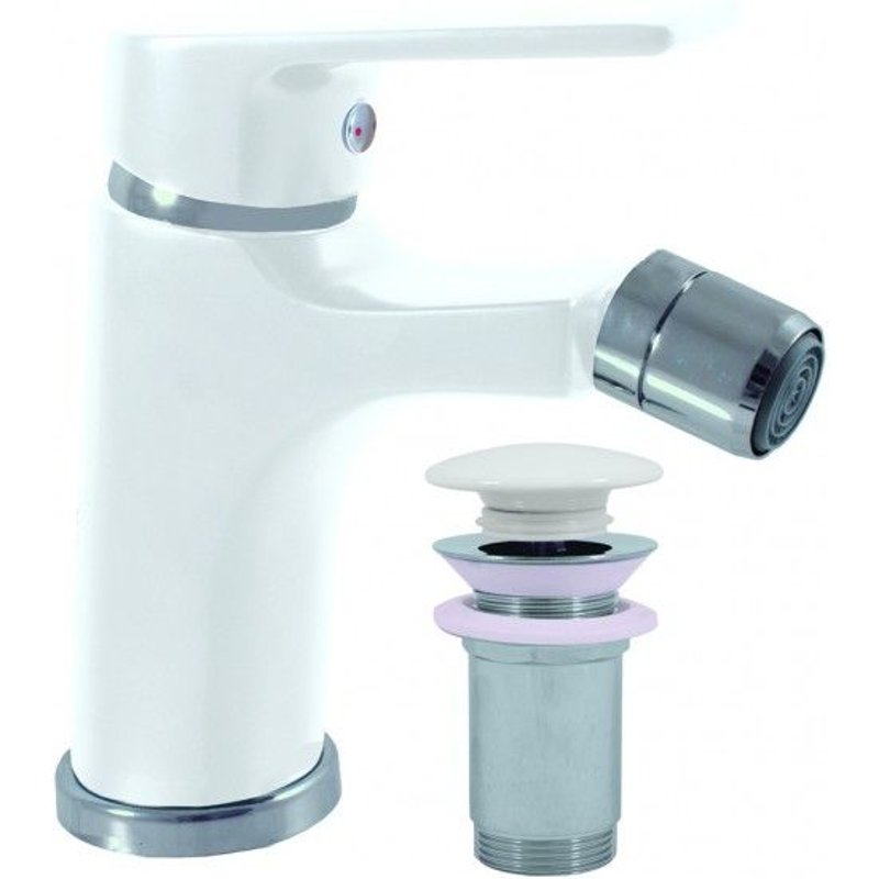 Mitigeur bidet COLORADO en laiton chromé blanc avec siphon-Blanc-Blanc--