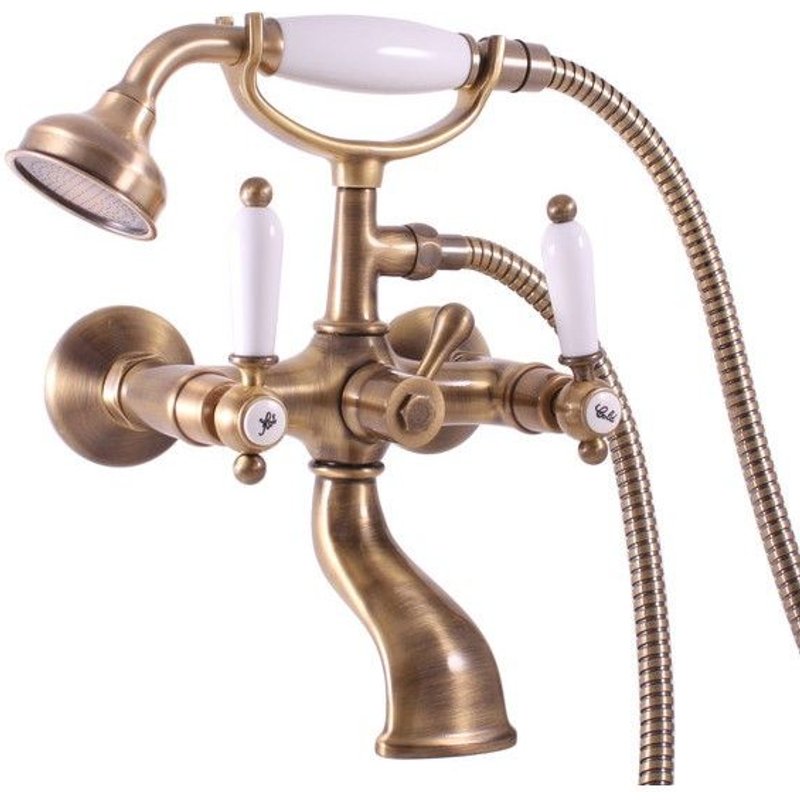 Mélangeur baignoire rétro MORAVA en bronze avec douchette--