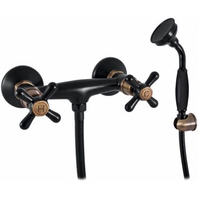 Mélangeur douche mural rétro MORAVA en laiton noir--