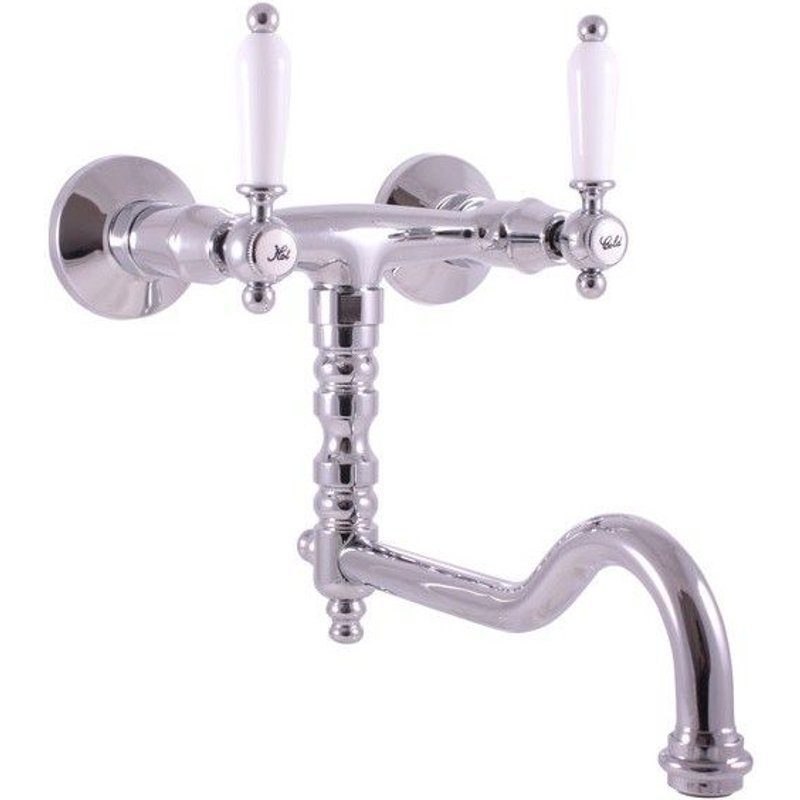 Mélangeur évier MORAVA RETRO bras pivotant en laiton chromé-Chromé-Chromé--