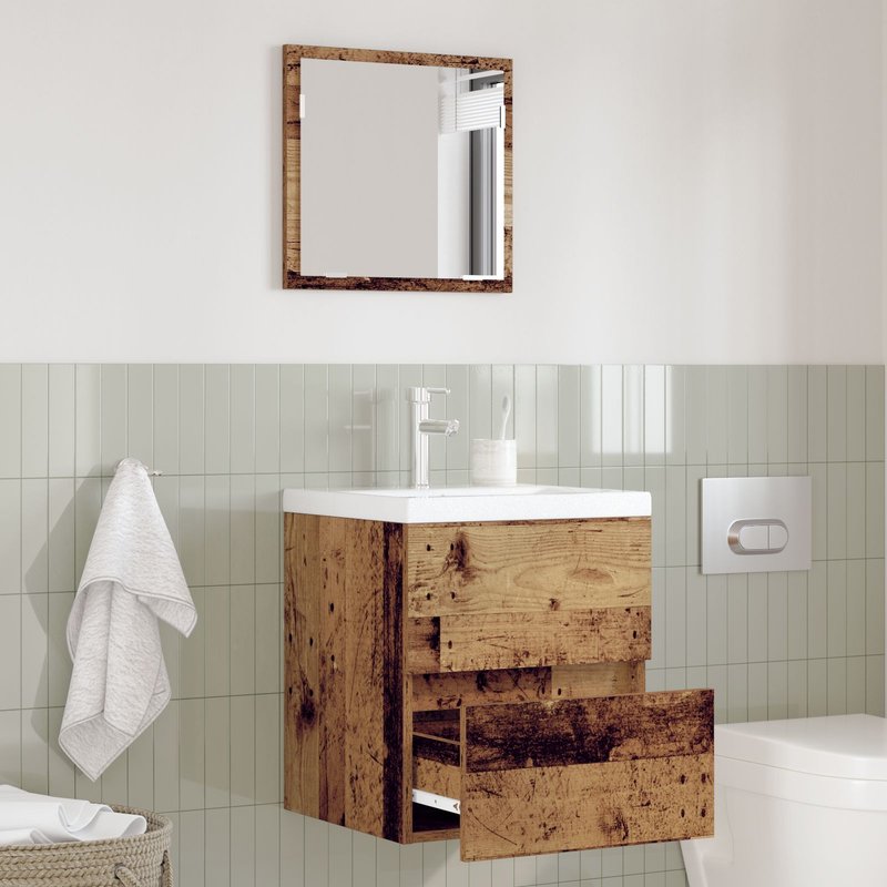 Vidaxl Meuble De Rangement Salle De Bain Bois Usé Mdf Avec Placage En Bois
