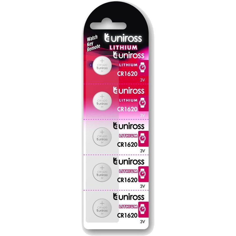UNIROSS Pack de 5 Piles Lithium CR1620, 3V