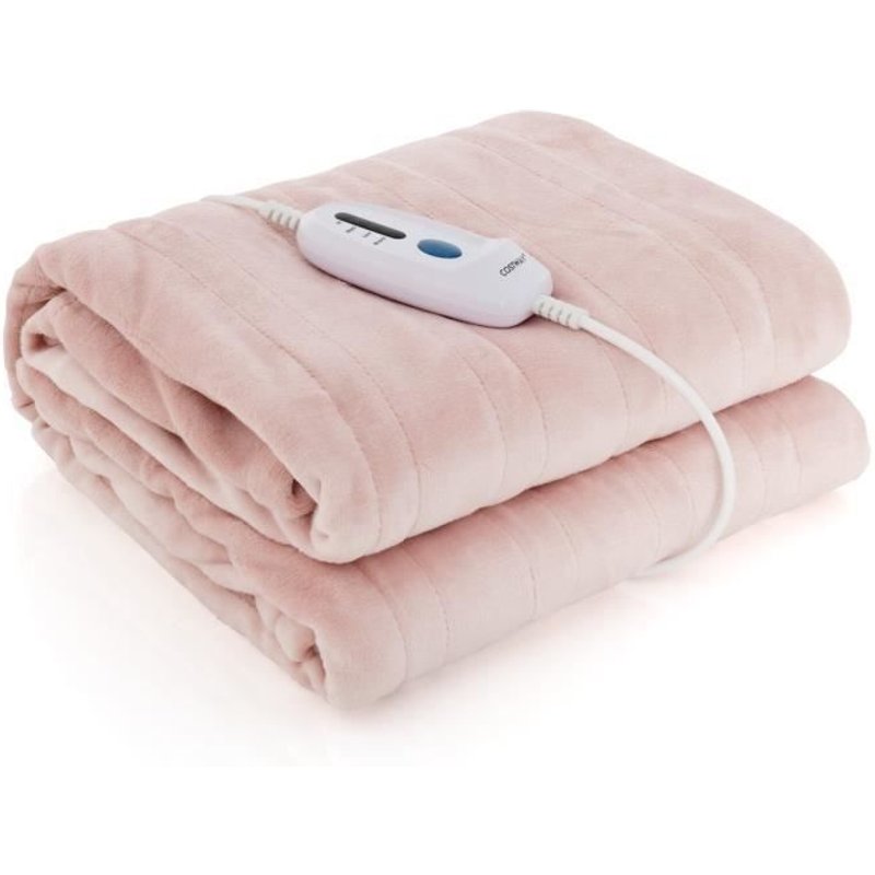 COSTWAY Couverture Chauffante 150x200cm 4 Niveaux de Chauffage ArrĂȘt Automatique 8H TĂ©lĂ©commande Minuterie en Flanelle Lavable Rose