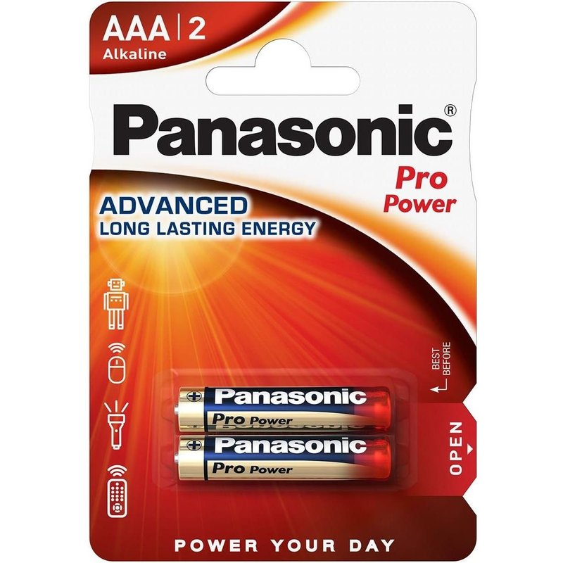 Panasonic Blister 2 piles alcalines AAA LR03 Pro Power Gold