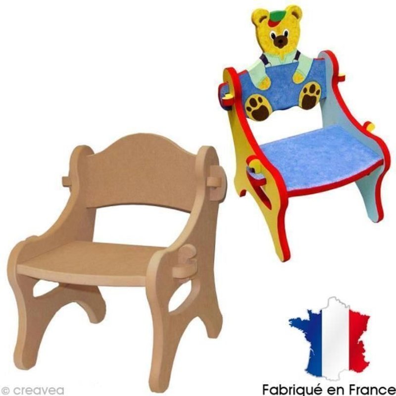 Chaise Enfant 35 Cm Dimensions : 30 X 30 X H,35 Cm Environ Assise À 19 Cm De Haut Epaisseur : 1,6 Cm Matière : Bois Médium Kit