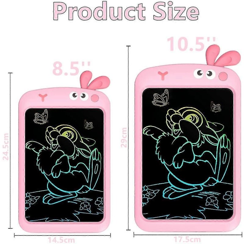 Tablette d'écriture LCD 10,5 pouces pour enfants de 2 à 7 ans (lapin rose, grand format)