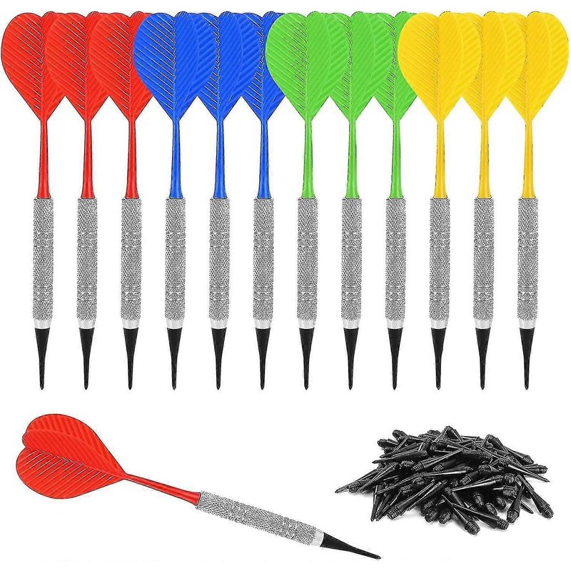 Fléchettes à pointe souple, 12 pièces, attaches supplémentaires, 100 pièces de rechange noires - AAA
