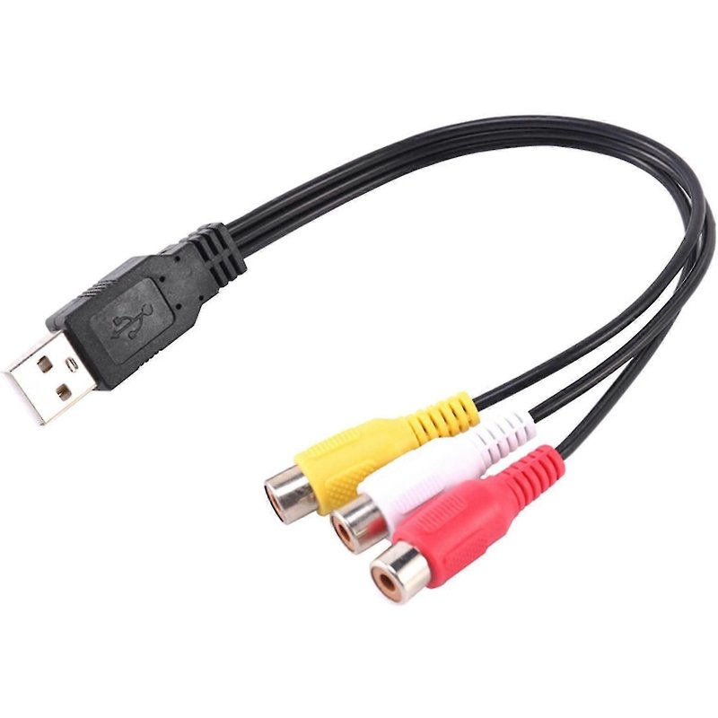 1 adaptateur USB mâle vers 3 RCA femelles, convertisseur audio, vidéo, câble AV A/V, câble USB vers RCA compatible H (haoyi)
