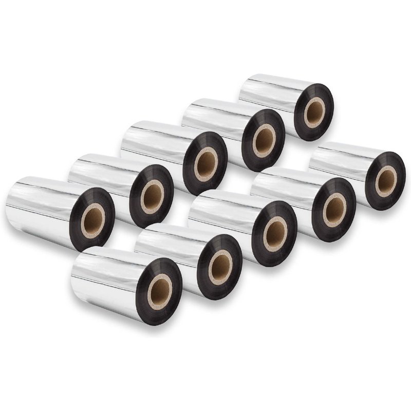 vhbw 10x Ruban transfert thermique compatible avec Zebra PAX-Serie, 105SL, 105SE imprimante d'étiquette résistante 100mmx300m cire-plus