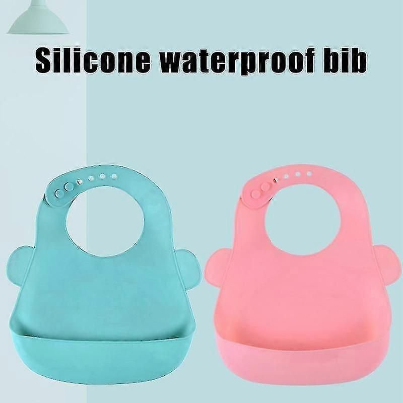 Bavoir Pliable Et Réglable En Silicone Pour Bébé, Très Doux Et Imperméable, Accessoire Stéréo Pour Enfants, 1 Pièce, Bleu