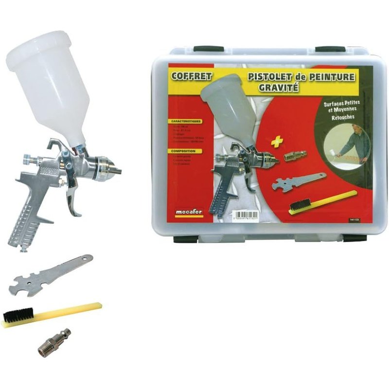 Pistolet de peinture BMC à gravité 600 ml en coffret - MECAFER - 161132XSTN