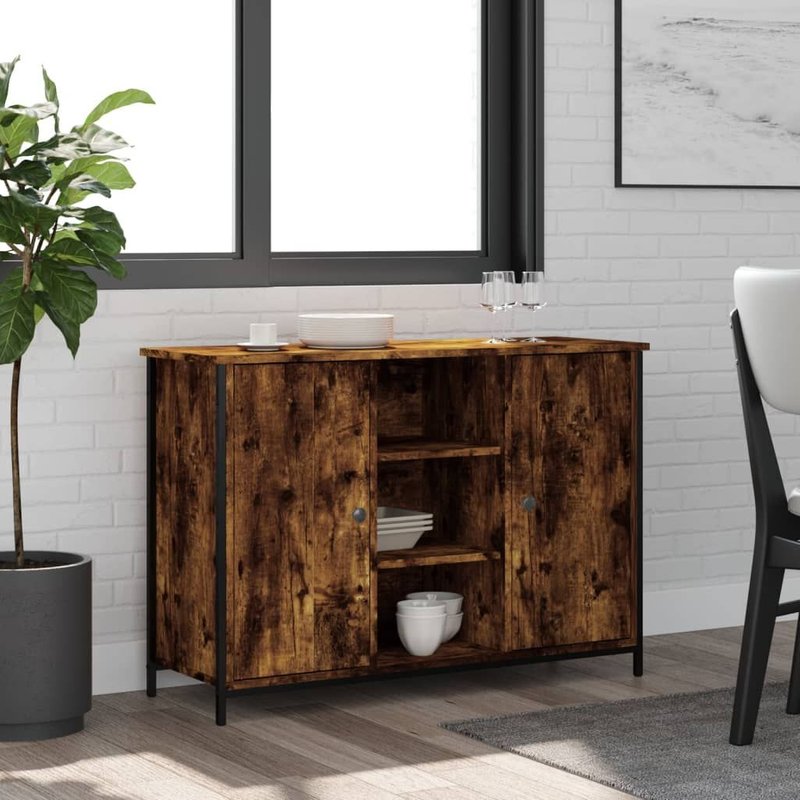 Vidaxl Buffet Chêne Fumé 100x35x70 Cm Bois D'ingénierie