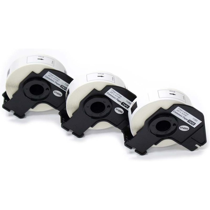 vhbw 3x Rouleau d'étiquettes + support 17mm x 87mm (300 étiquettes) compatible avec Brother PT QL560VP, QL-570, QL-580, QL-580N étiqueteuse
