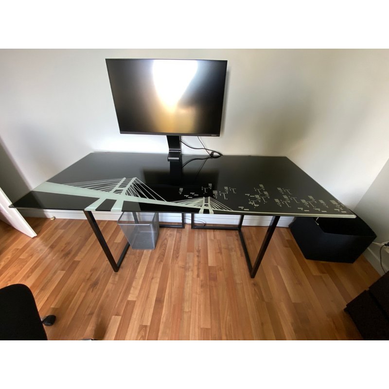 Vends Bureau Plateau En Verre Trempé Noir