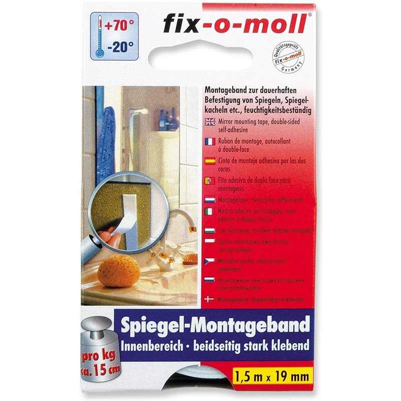 Suki Adhésif double face montage miroir Blanc 1,5 m x 19 mm - -