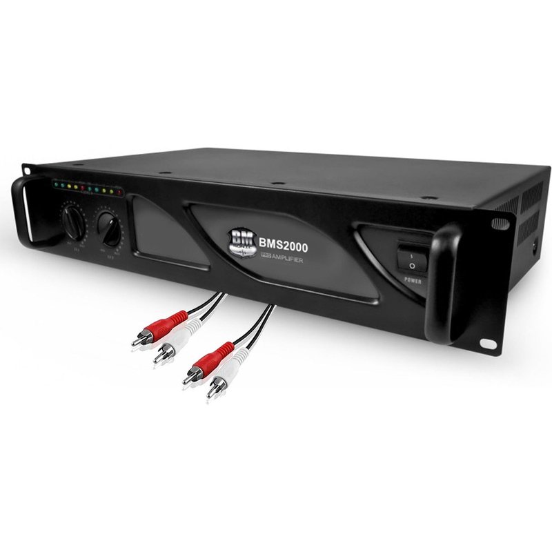 Amplificateur sonorisation PRO DJ - BM Sonic BMS-2000 - 2000W - Technologie MOSFET avec ventilation continue Câble RCA/RCA