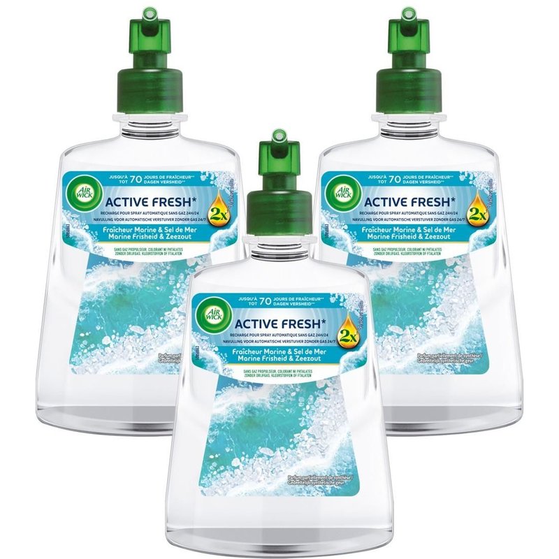 AIR WICK Lot de 3 Recharges pour spray automatique sans gaz Fraîcheur Marine et sel de mer