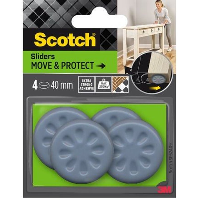 Scotch® - Lot de 4 patins ronds adhésifs Ã40 mm gris - Gris