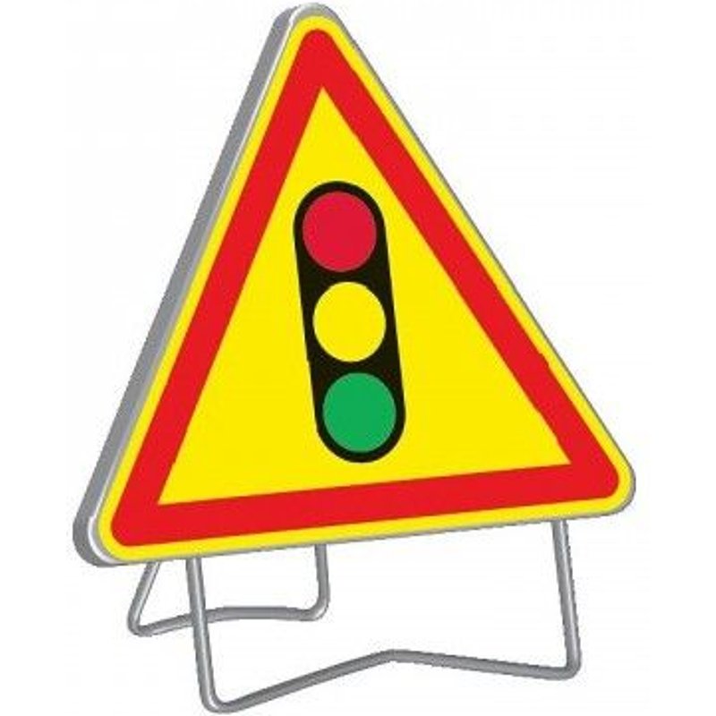 Panneau de signalisation temporaire "AK14 FEUX TRICOLORES" rétroréfléchissant - classe T1 TALIAPLAST