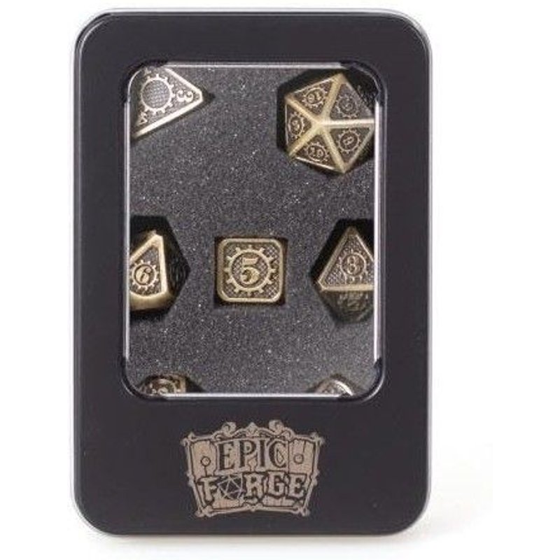 Epic Forge Lot 7 Dés Métal 14mm (Boite Métal) - Gear Bronze