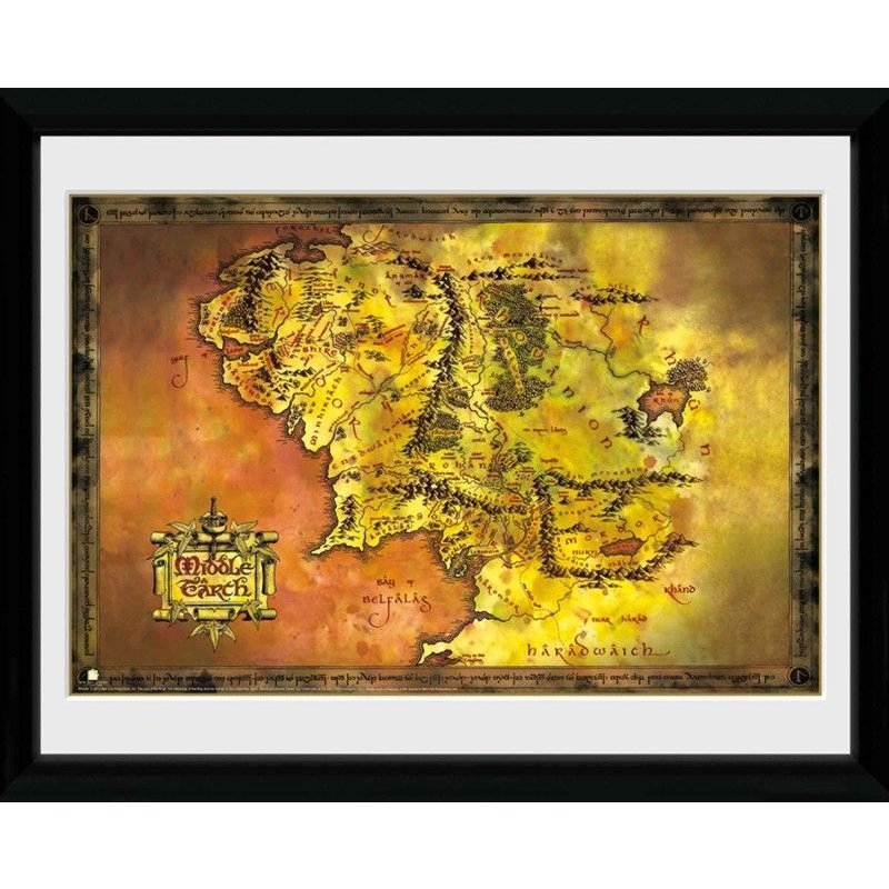 Gb Eye - Lord Of The Rings - Tirage Encadré La Terre Du Milieu (30x40)
