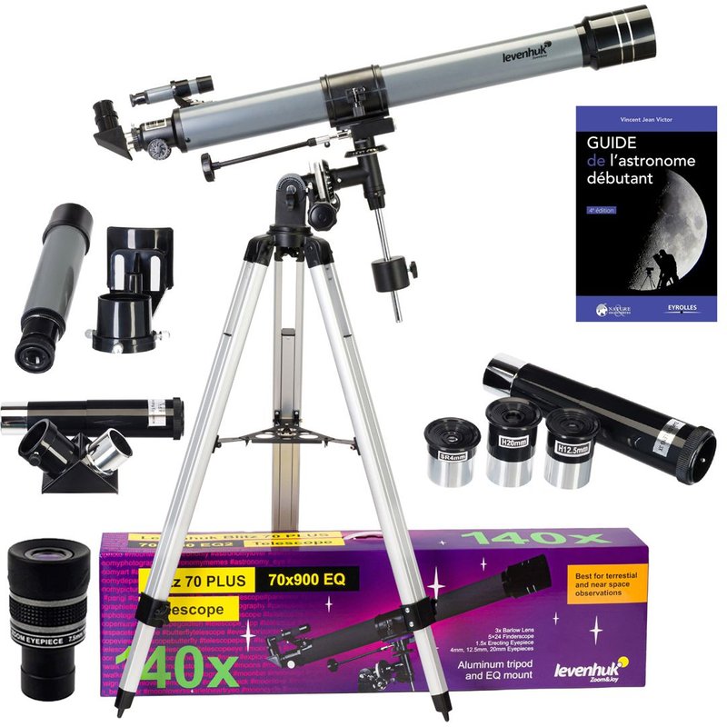 Pack Télescope Levenhuk Blitz 70 Plus avec Zoom, Oculaires et Accessoires