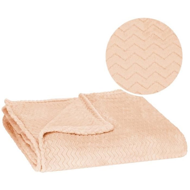 Plaid - Springos - 160x200 Cm - 100% Polyester - Zigzag - Vieux Rose