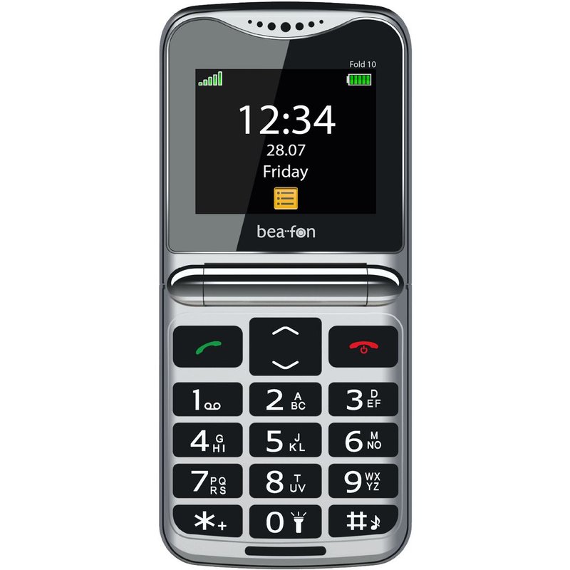 Beafon Fold10 5,59 cm (2.2") 95 g Noir, Argent Téléphone pour seniors
