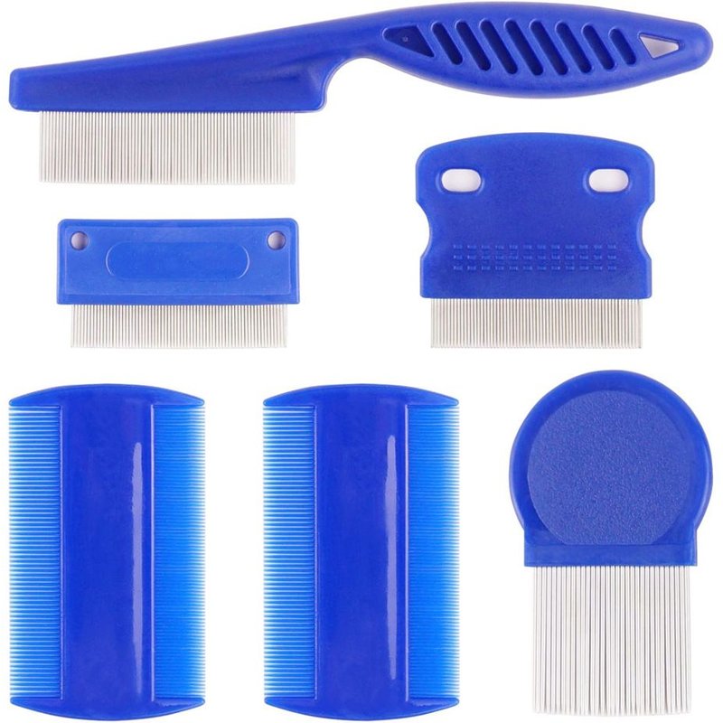 Peigne Bleu En Acier Inoxydable 6 Pièces Peigne À Dents Fermées Chat Chien