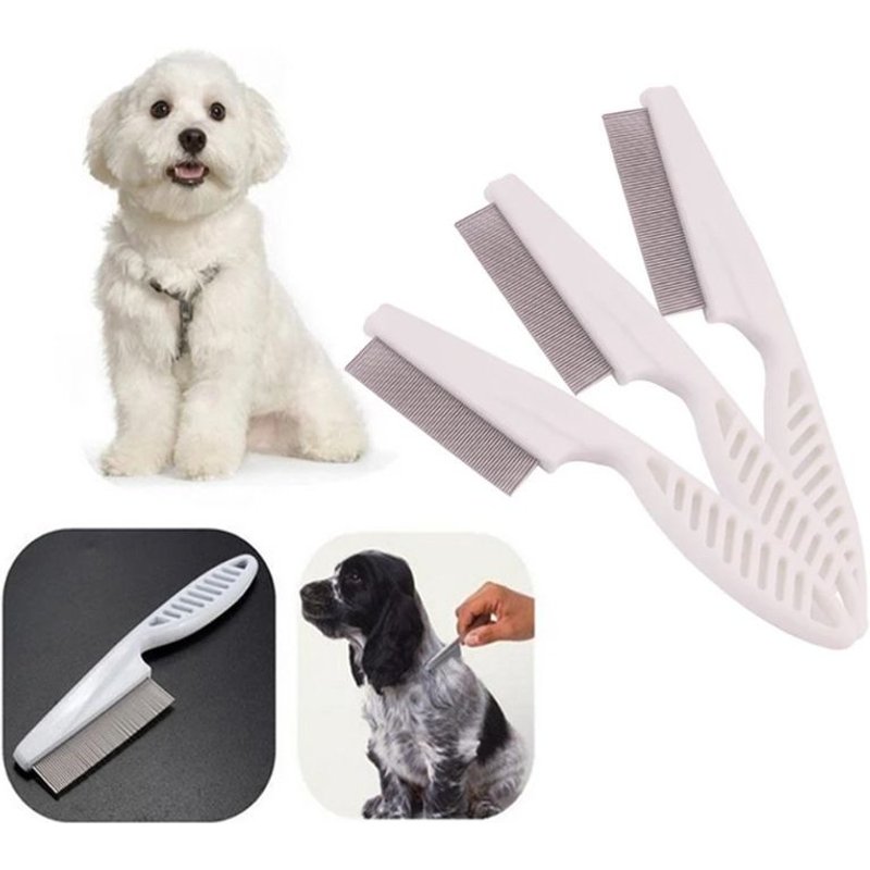3 Peignes En Plastique Blanc Pour Animaux De Compagnie Peigne À Puces Pour Chien