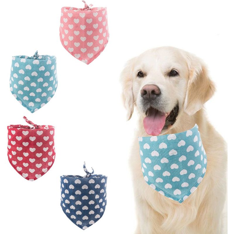 Écharpes Chat 4 Pièces, Écharpes Triangulaires, Écharpes Salive, Écharpes Poils Dorés Peluche Chien, Colliers, Coeurs Pêche, Tissus Coton Et Lin