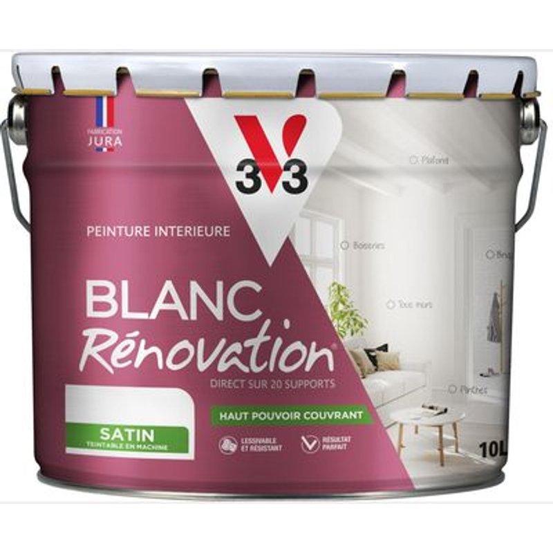 Peinture Blanc Rénovation Satin Pot 10l
