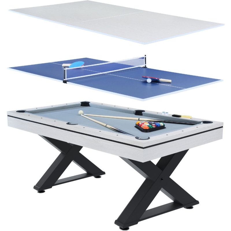 Table multi-jeux en bois blanc ping-pong et billard TEXAS