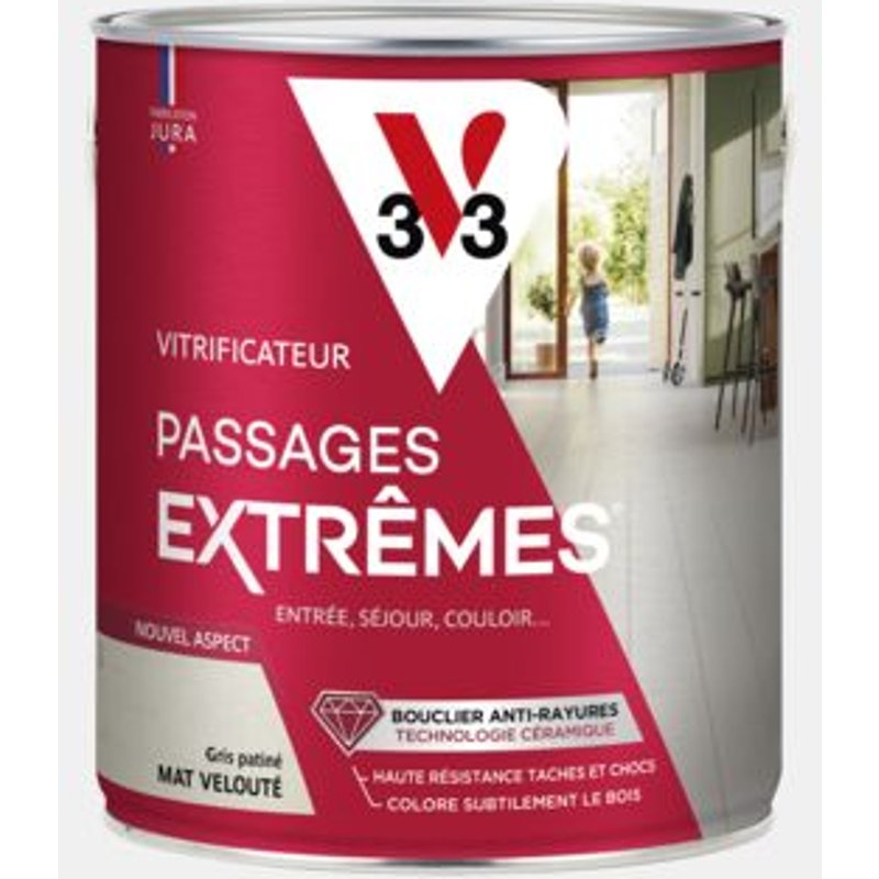 V33 - Vitrificateur passages extrêmes® gris patiné mat 2,5 L - Gris