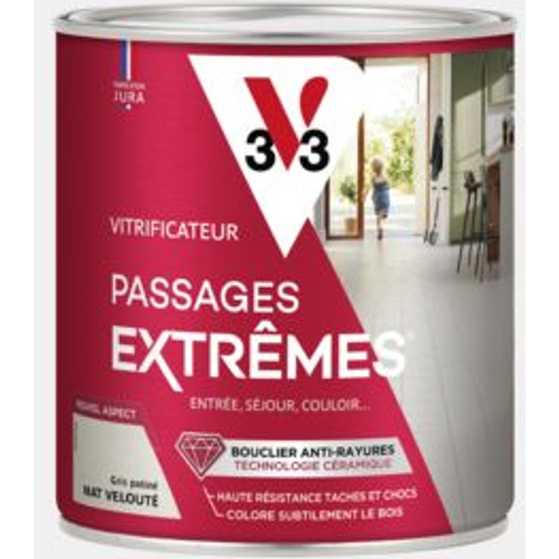 V33 - Vitrificateur passages extrêmes® gris patiné mat 0,75 L - Gris