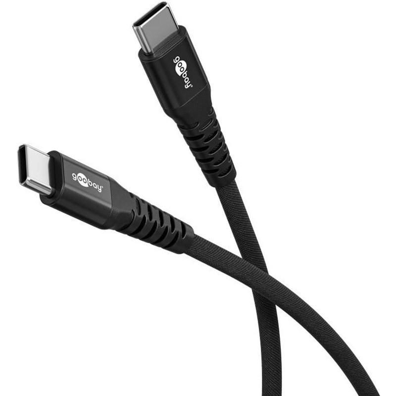 Goobay Câble Textile USB-C¿ Super-Doux avec Connecteurs Métalliques, 3 m, noir