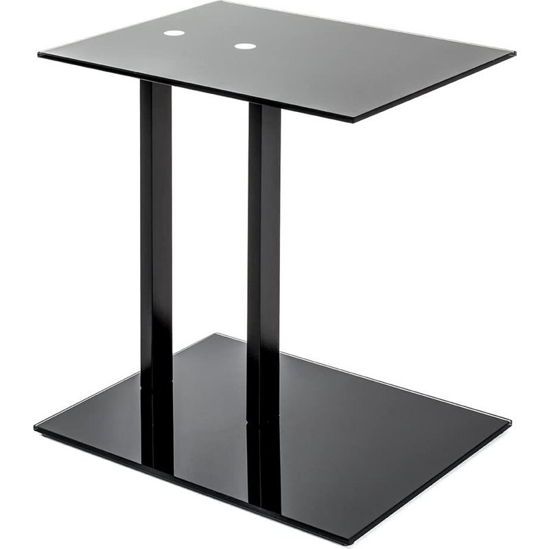 Table D'appoint 45x35x50 Cm En Verre Et Métal Noir