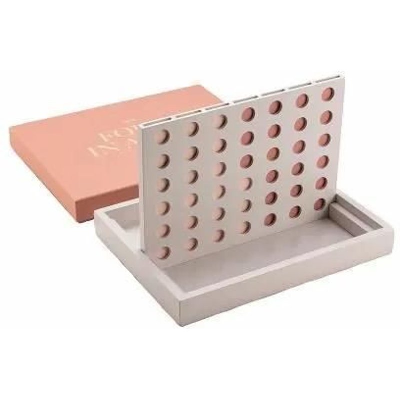 Jeu De Société - Printworks - Classic 4 Four In A Row - Rose/Beige - 19,8x26,3x1,8 Cm