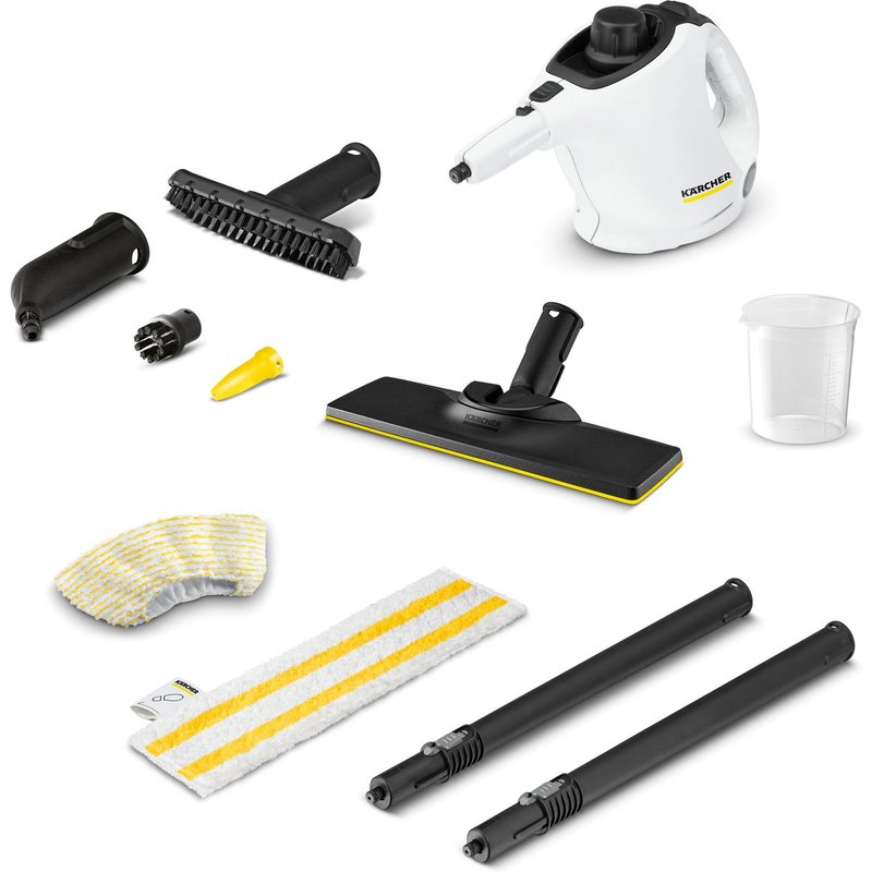 Karcher Balai nettoyeur vapeur SC 1 EasyFix 1200 W Polyvalent avec buse de Sol EasyFix + serpillière microfibres - robinetterie, lavabo, sols, textiles