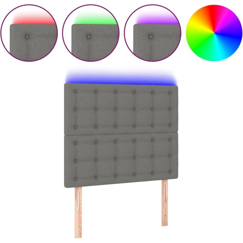 TĂȘte De Lit Accessoire Couchage Chambre Ă Coucher Meuble Ă Led CapitonnĂ© 100 X 5 X 118/128 Cm Tissu Gris FoncĂ© Tdl0201208