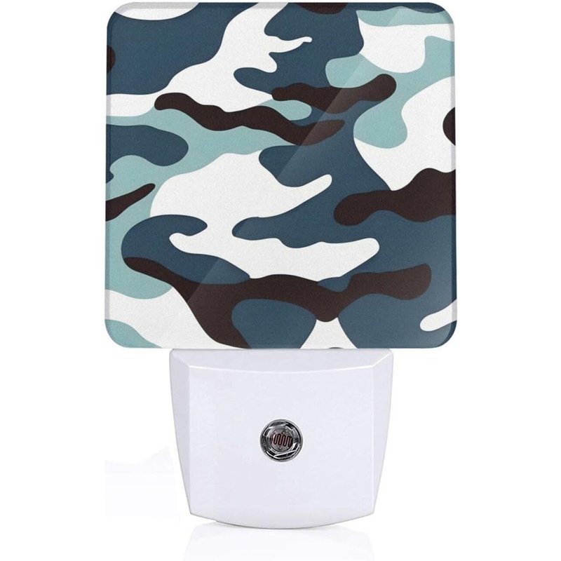 Veilleuse Led Enfichable A Motifs De Camouflage Marin, Capteur Du Crepuscule A L'aube Pour Couloirs, Chambres A Coucher, Chambres D'enfants, Escaliers