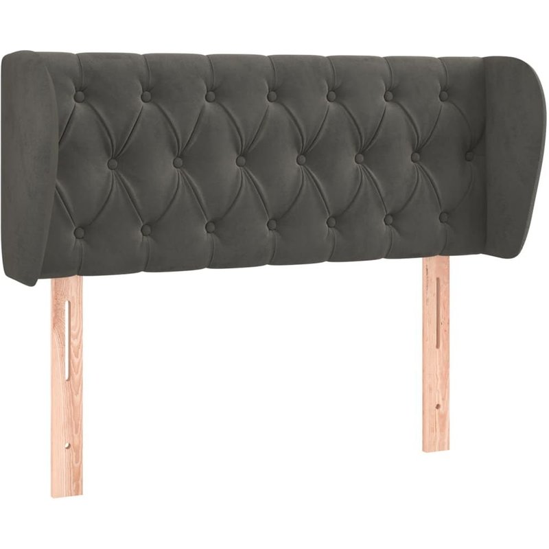 TĂȘte De Lit Accessoire Couchage Chambre Ă Coucher Meuble Avec Rebord LatĂ©ral CapitonnĂ© 103 X 23 X 78/88 Cm Tissu Velours Gris FoncĂ© Tdl0205029