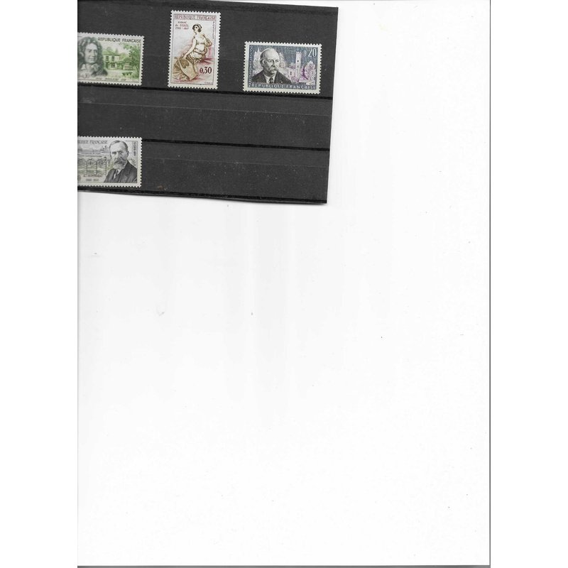 4 Timbres Neufs Célébrités France 1960