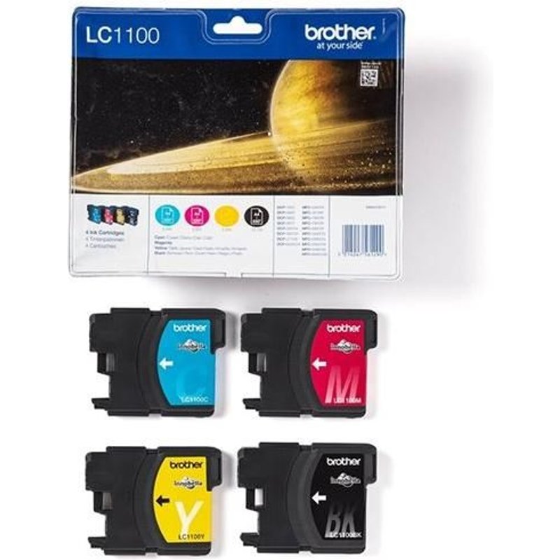 Brother LC1100 Value Pack - Pack de 4 - noir, jaune, cyan, magenta - original - cartouche d'encre - pour Brother DCP-185C, DCP-6690CW, MFC-490CW, MFC-5490CN, MFC-990cw